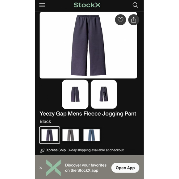 Yzy Yeezy Gap Fleece Jogging Pants Size L Navy - Picture 1 of 6
